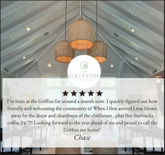 A Instagram photo of a resident review for The Griffon Vero Beach in Vero Beach, Florida