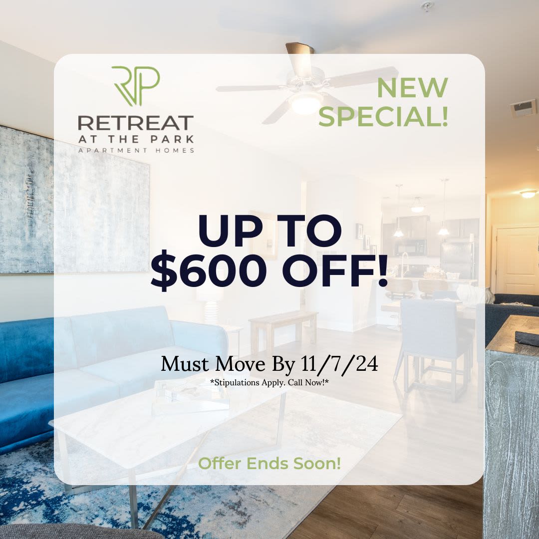 Website special at Retreat at the Park in Burlington, North Carolina