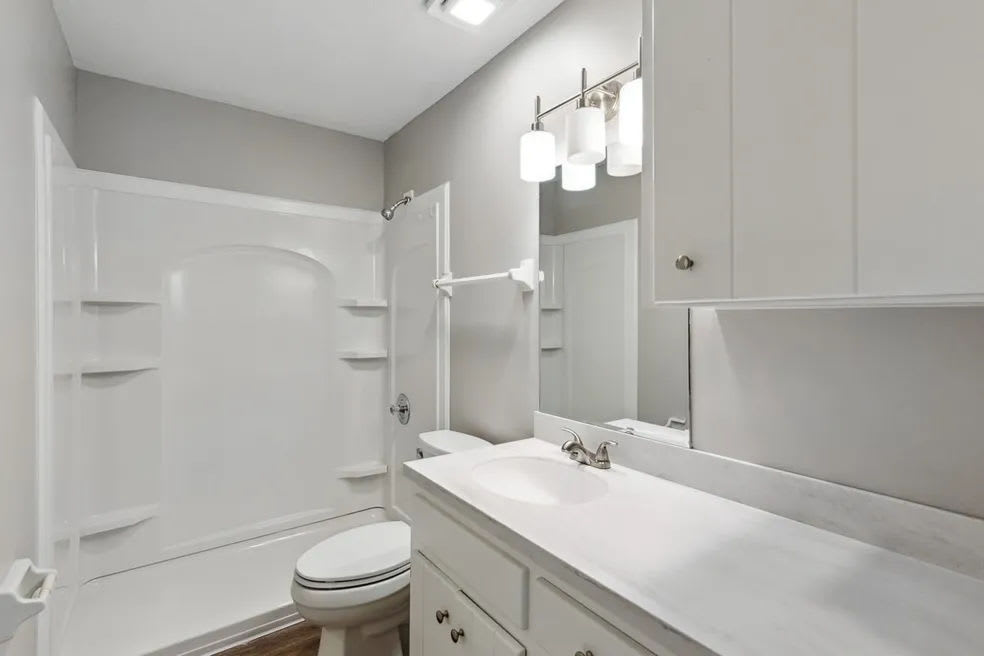 Bathroom with shower and tub at Skyline Flats in Nashville, Tennessee