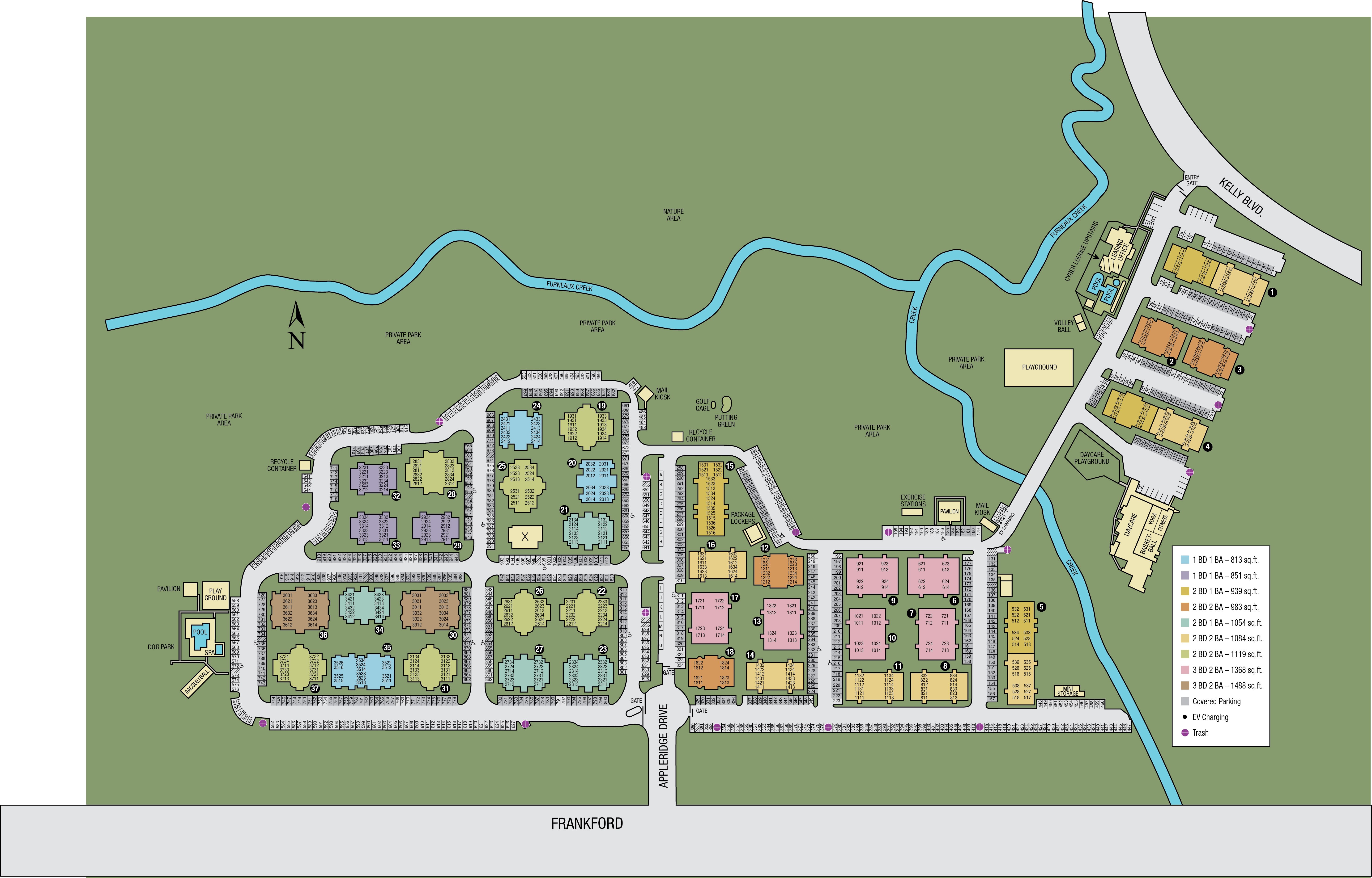 Site map of Carrollton Park of North Dallas in Dallas, TX