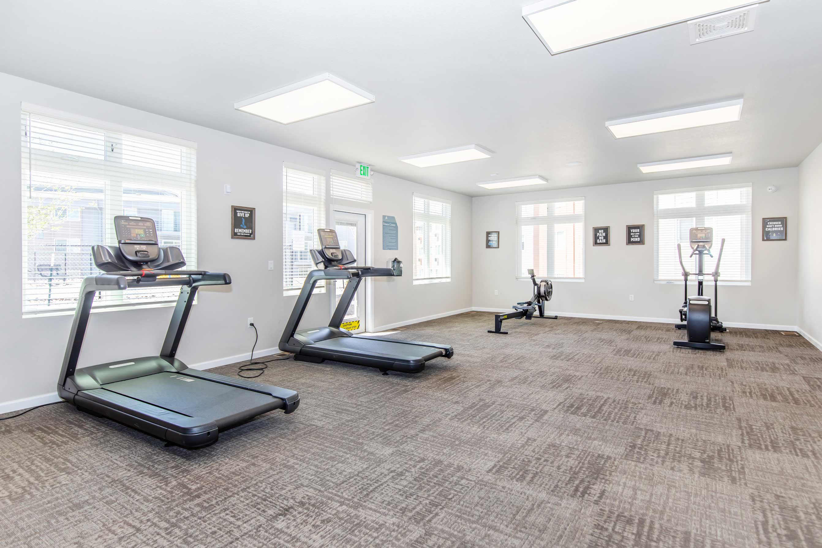 Well equipped fitness center with cardio equipment at Ascent Apartments in Colorado Springs, Colorado