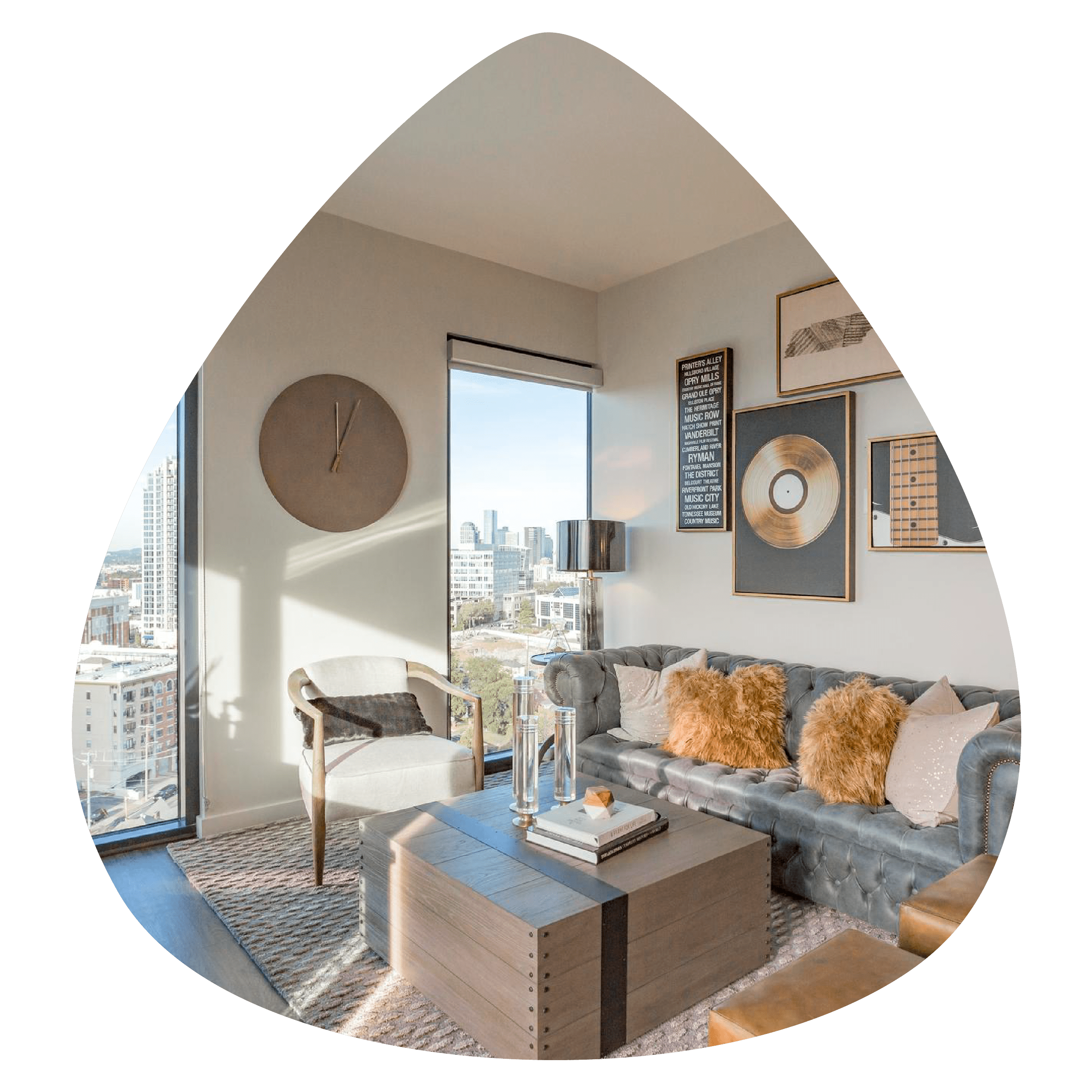 living room at The Morris in Nashville, Tennessee 