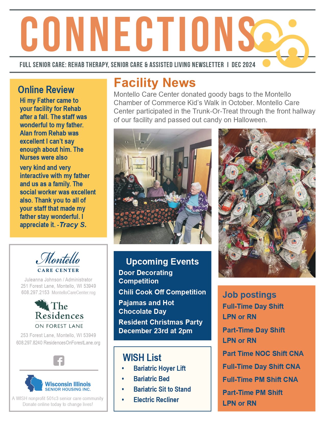 December 2024 Newsletter at The Residences on Forest Lane in Montello, Wisconsin