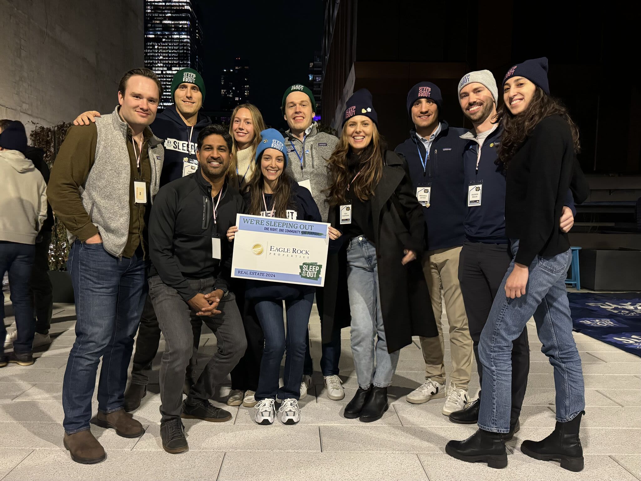 Eagle Rock Property Employee Sleep Out Group Picture at Plainview, New York