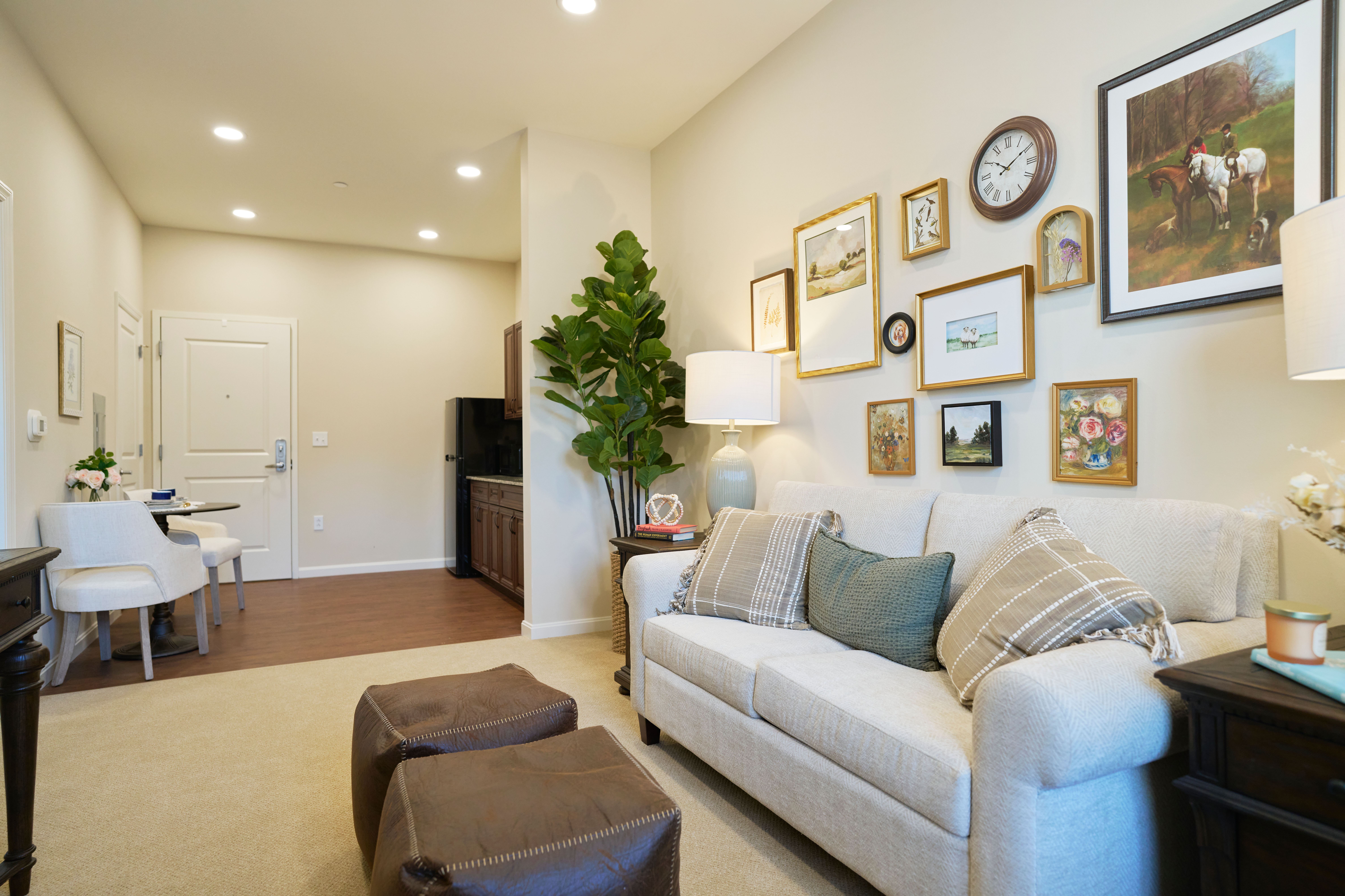 Cozy studio apartment living room at Harmony at Diamond Ridge in Moon Township, Pennsylvania