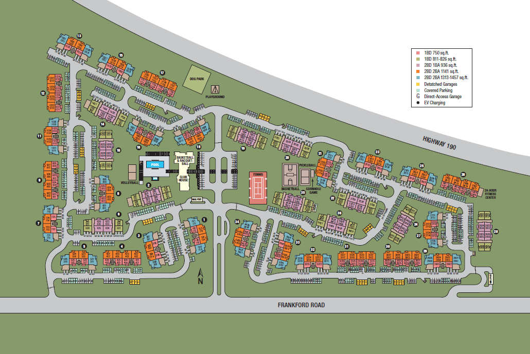 Site map of Estates on Frankford in Dallas, TX