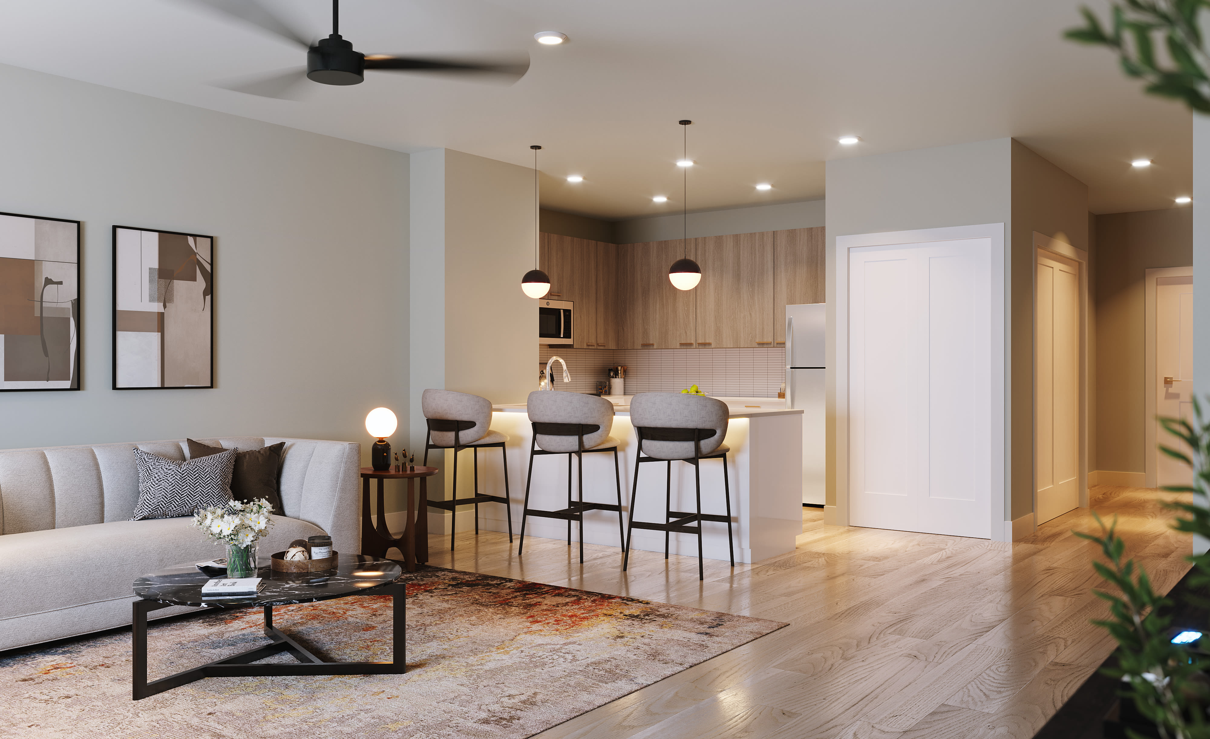 Bright Living room with ample sunlight at Stone Village Apartments in Reno, Nevada