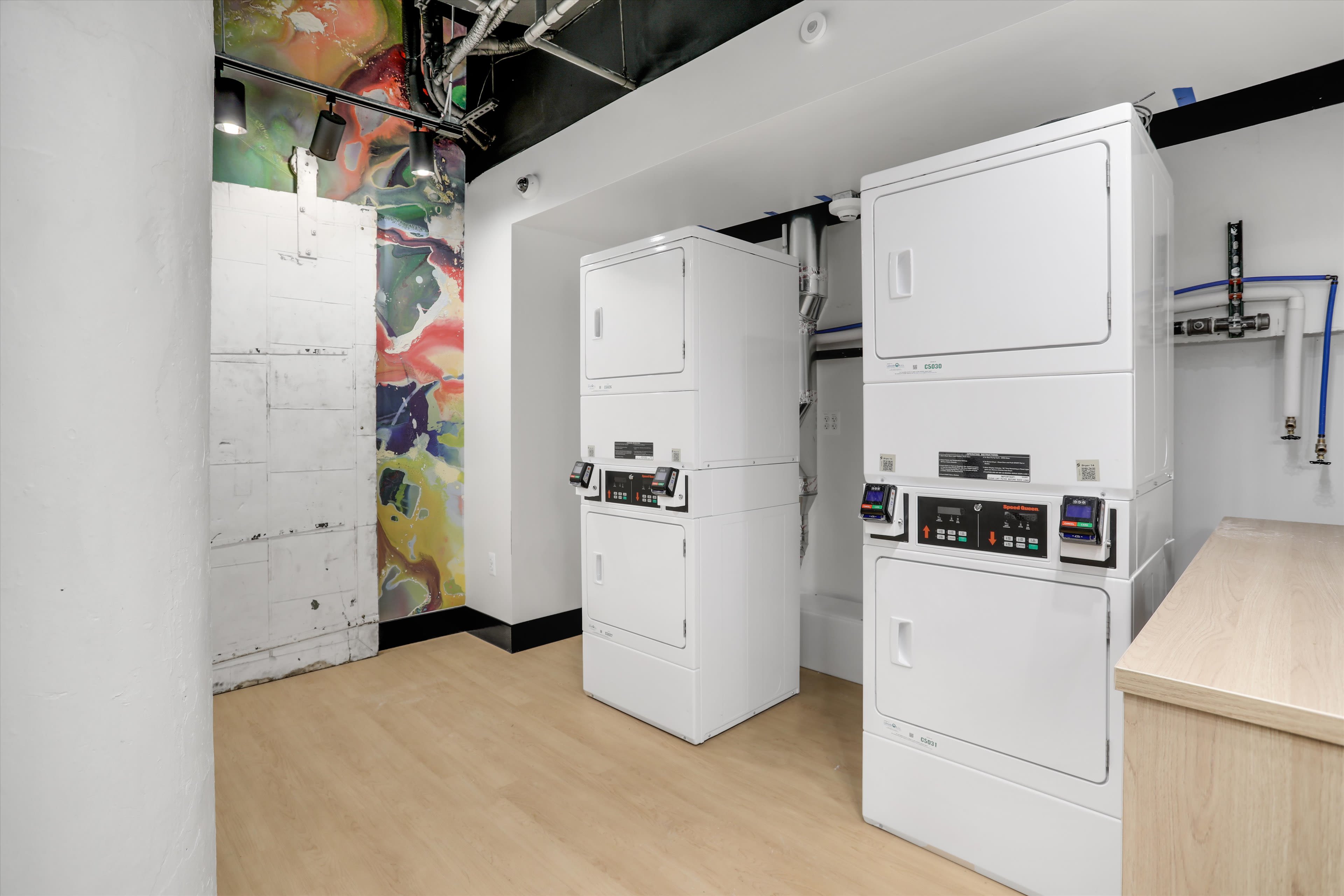 Laundry room at Piquette Flats in Detroit, Michigan