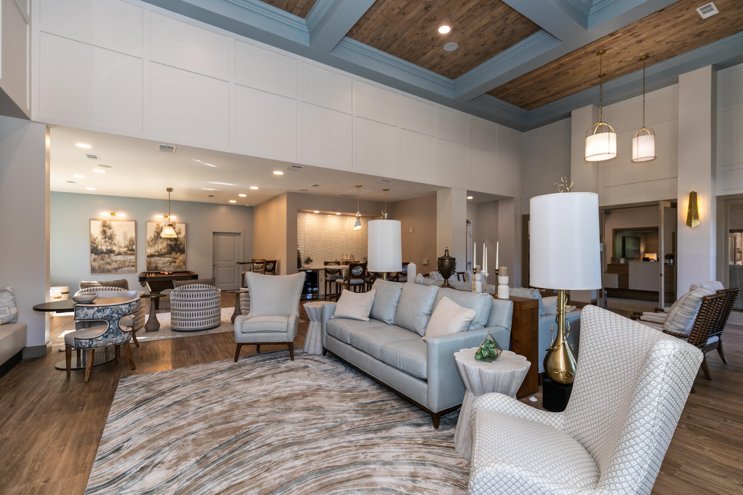 Bright living room in a new community at Thomaston Crossing in Macon, Georgia