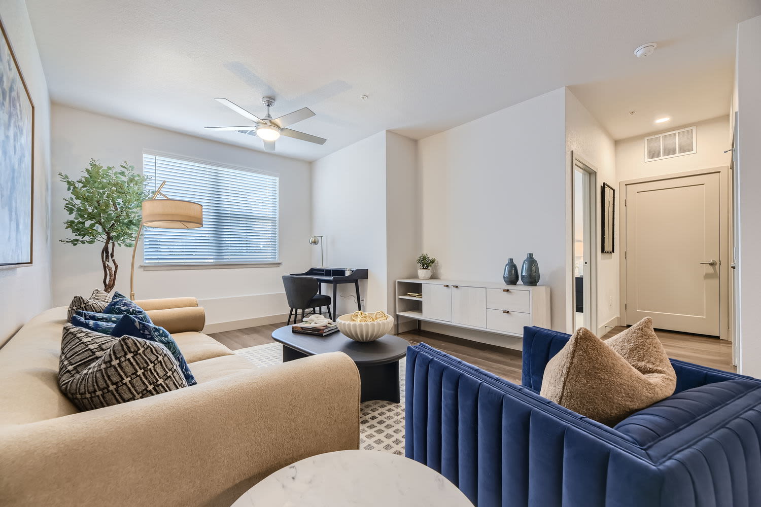 Spacious living room at Sorella in Denver, Colorado