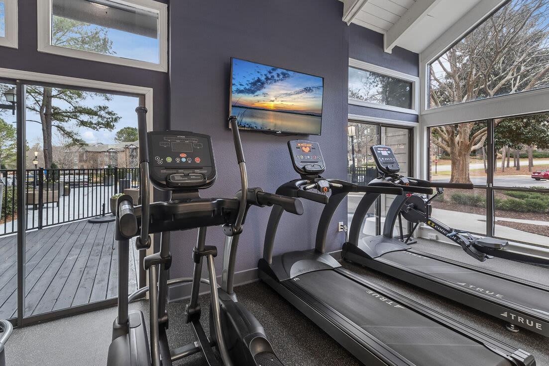 Fitness center at Regatta at Lake Lynn in Raleigh, North Carolina