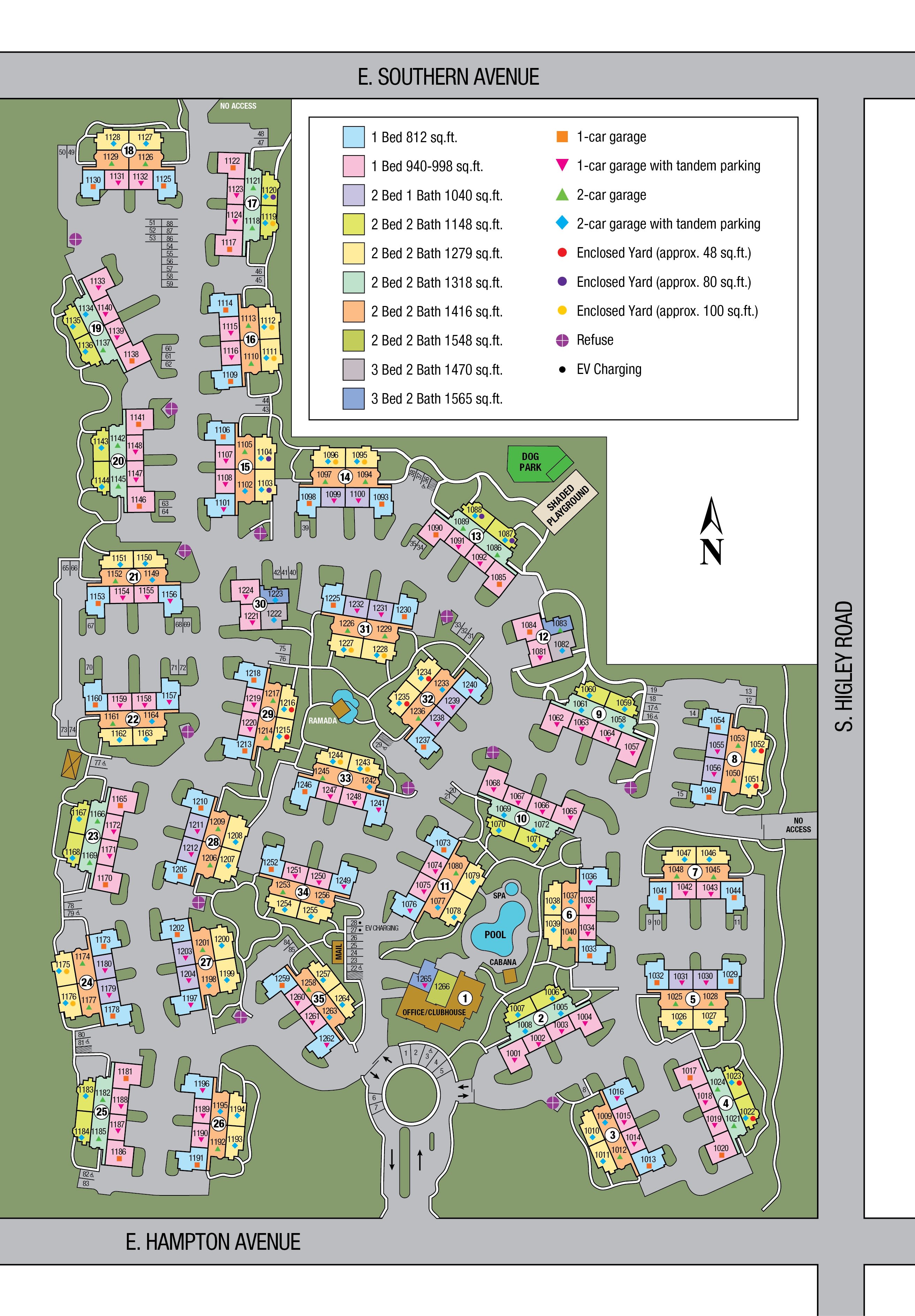 Site map of Villas on Hampton Avenue in Mesa, AZ