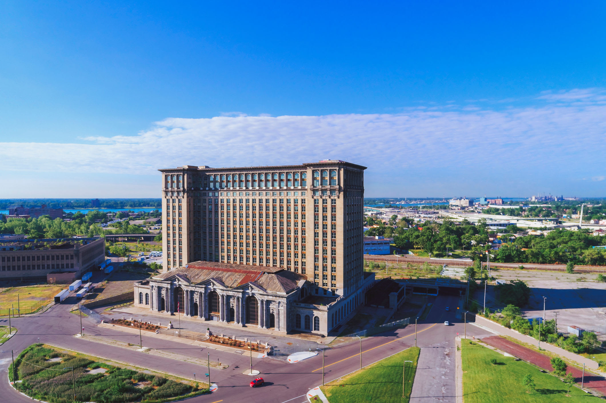 Community aerial view at Detroit Living in Detroit, 