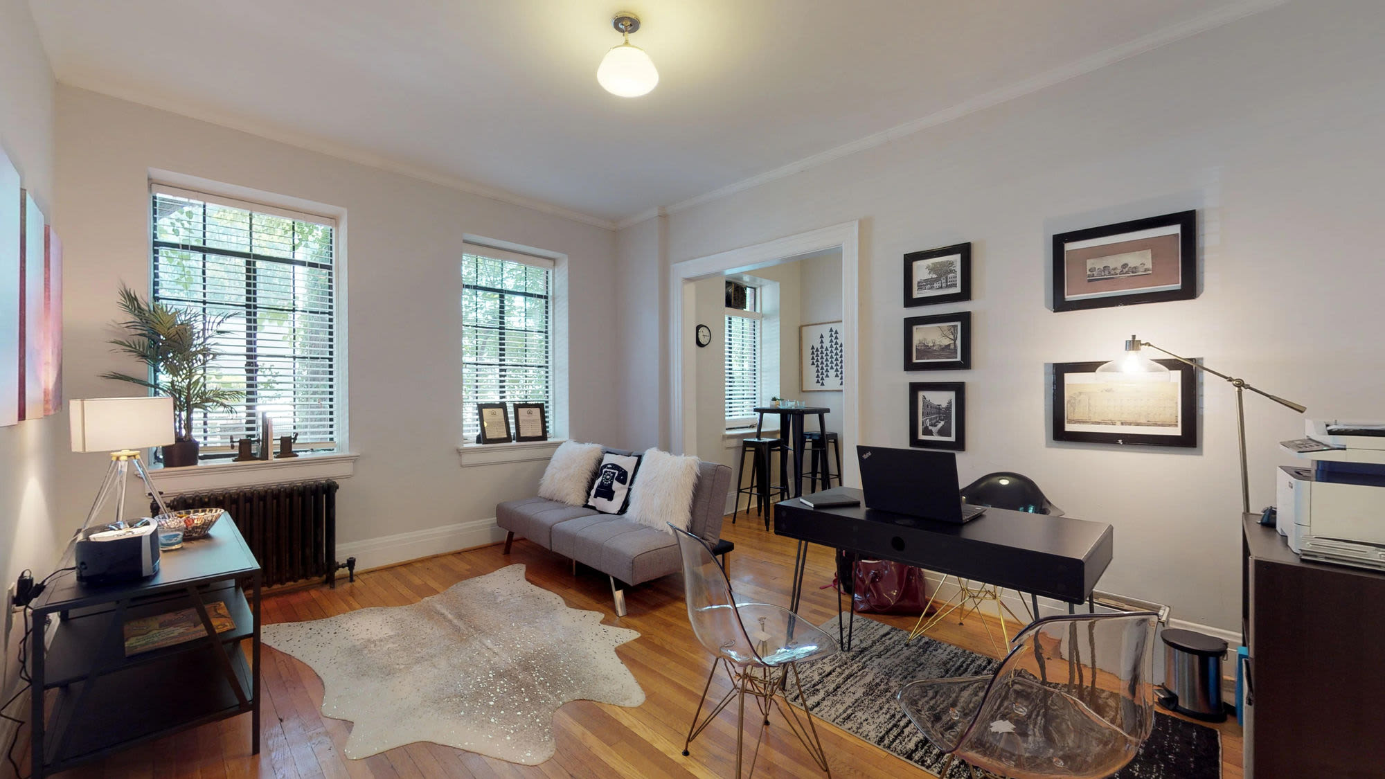 Living room of an apartment at Historic Boylan Apartments in Raleigh, North Carolina