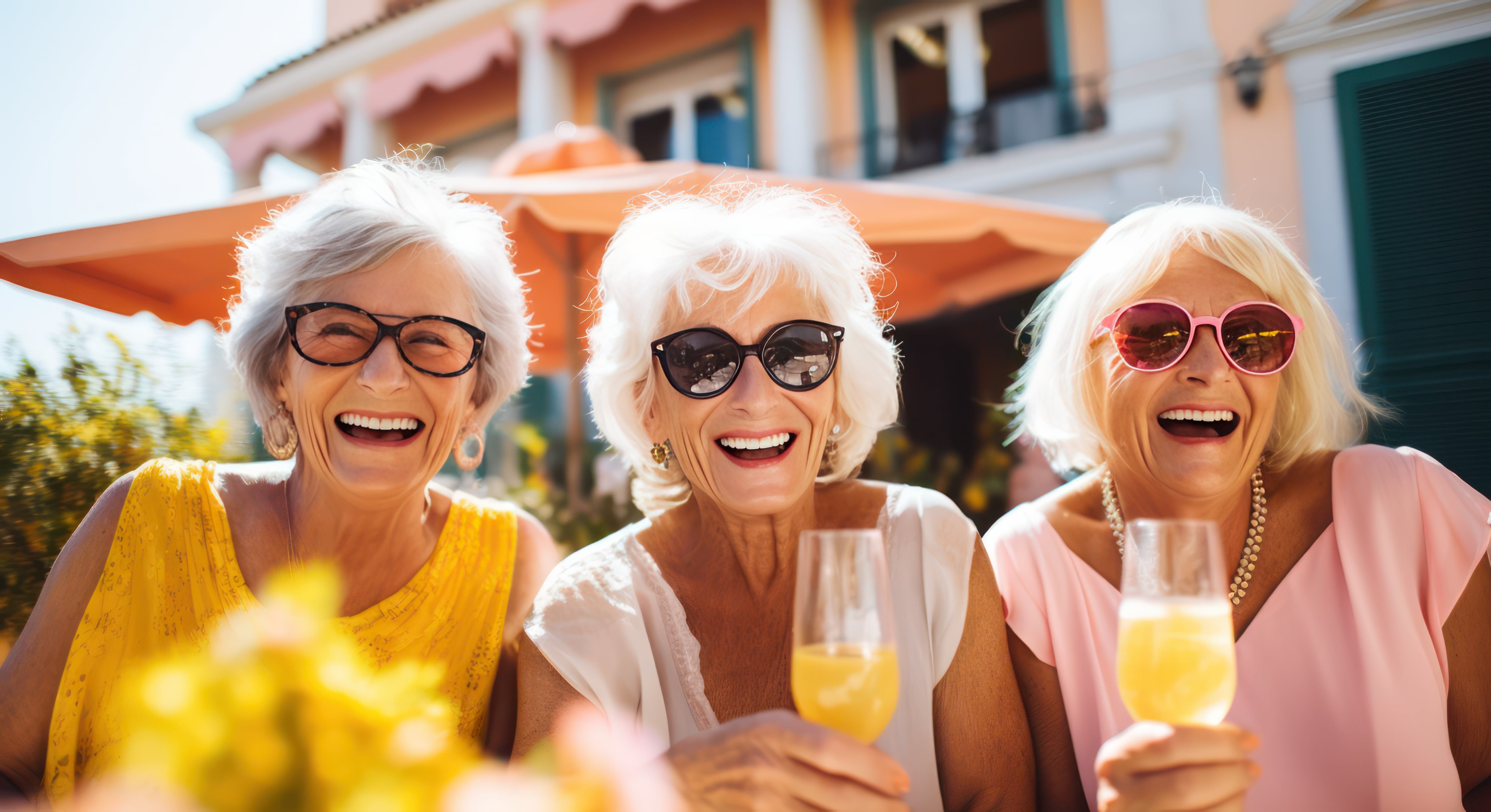 Residents enjoying the sun at Atlas Point at Prestonwood in Carrollton, TX