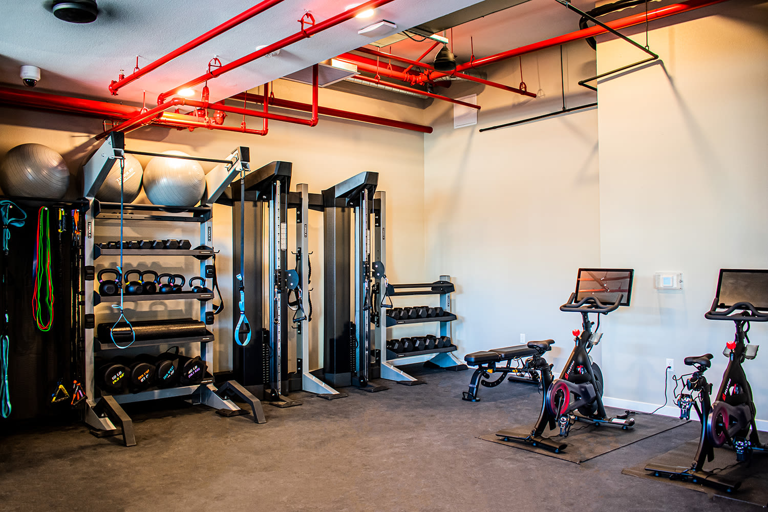 Fully equipped fitness center at Eden Tower Apartments in Reno, Nevada