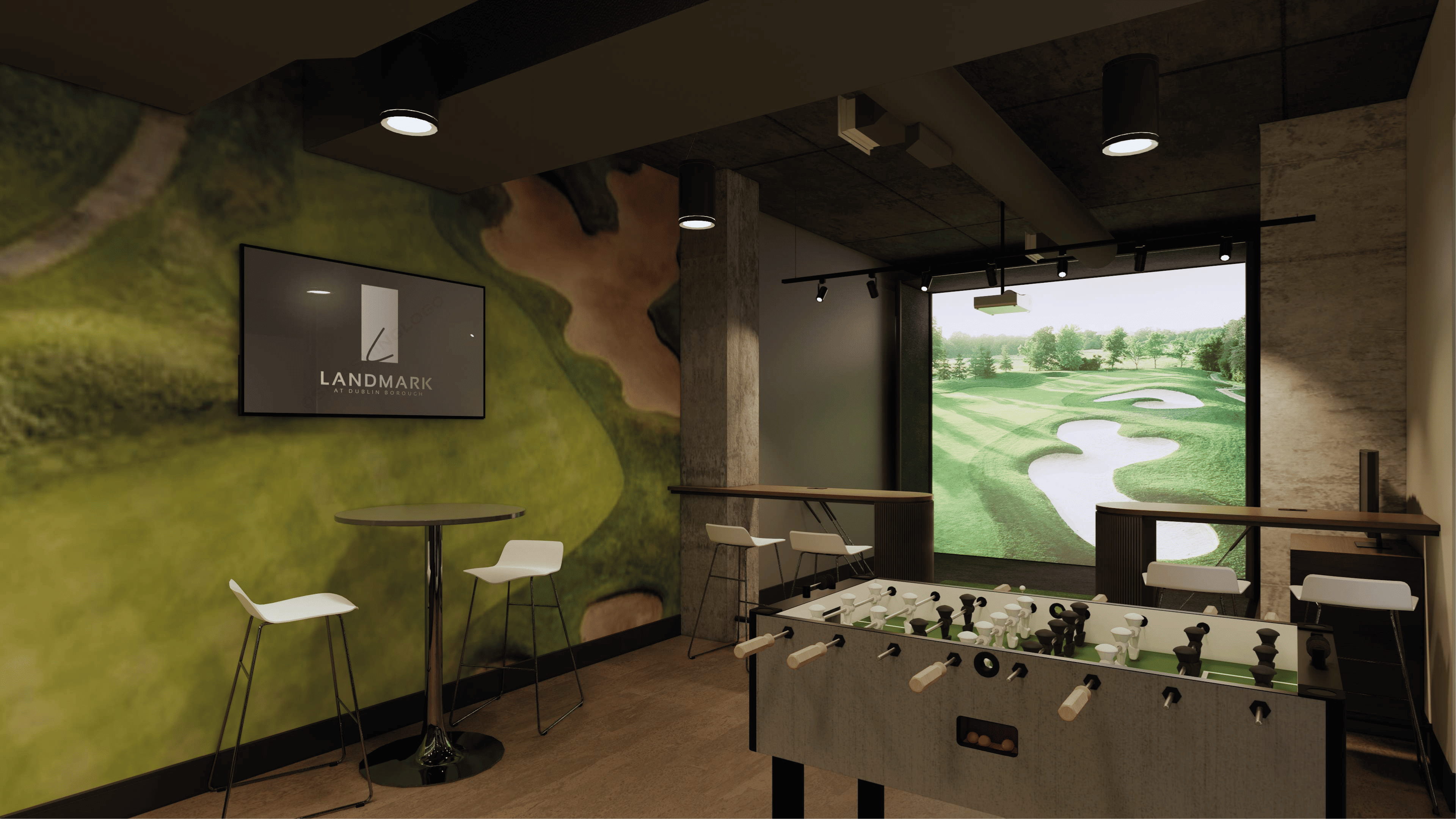 Clubhouse with projector at Landmark at Dublin in Dublin, Pennsylvania