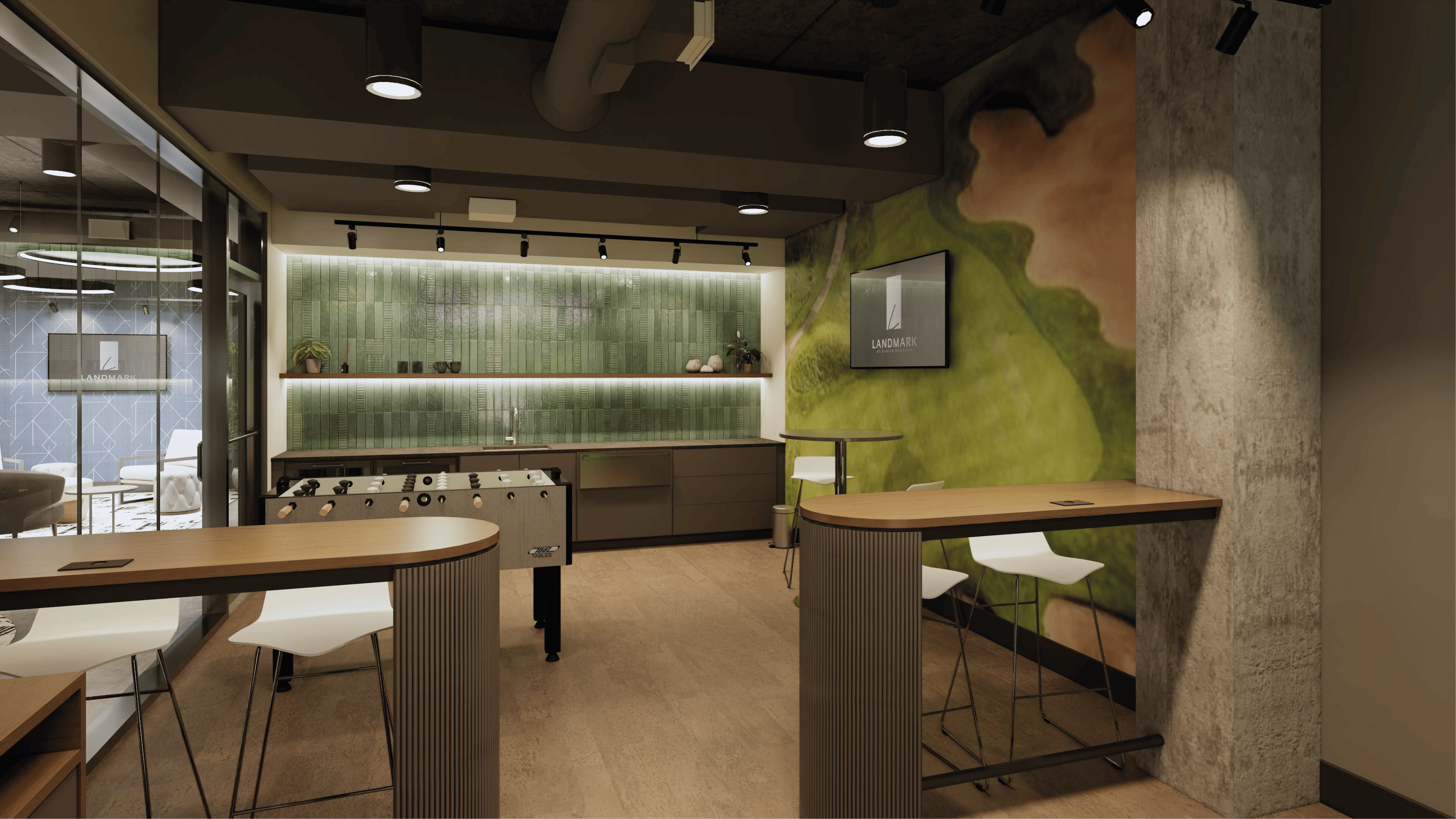Game area in clubhouse at Landmark at Dublin in Dublin, Pennsylvania