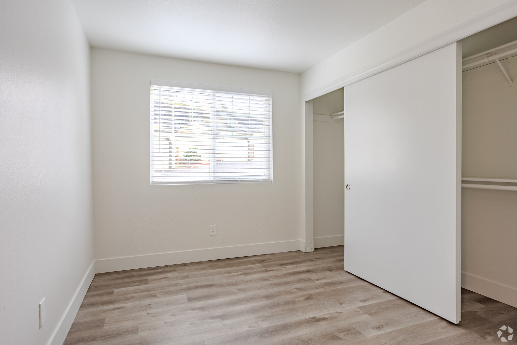 Wood flooring in an apartment at The Rosewood Apartments in Vancouver, Washington