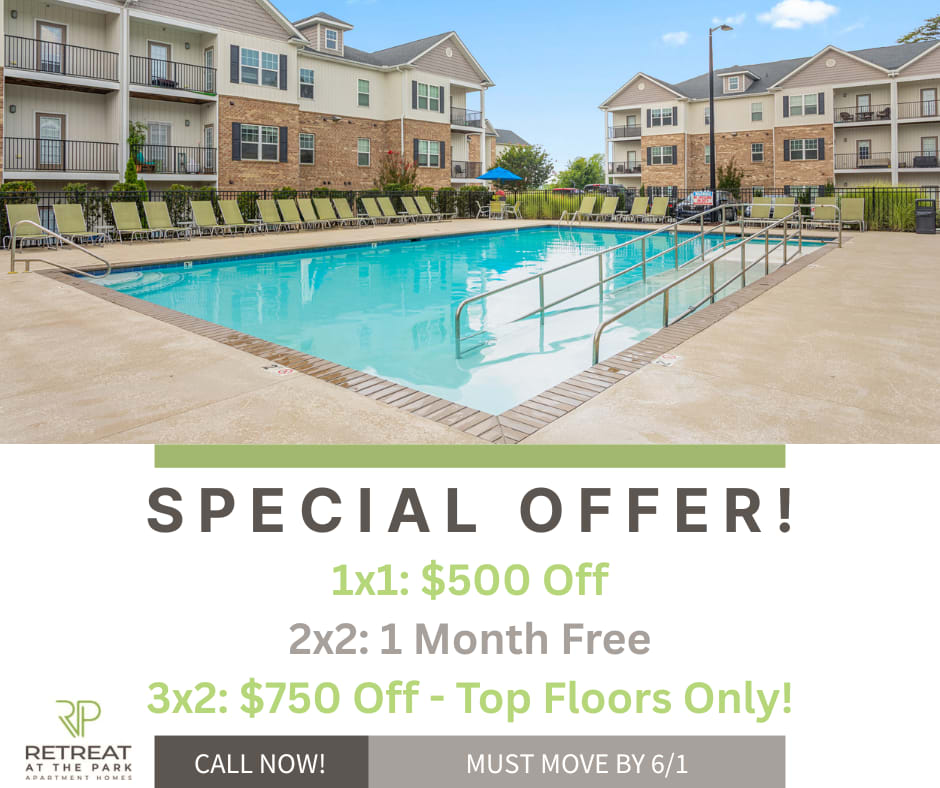 Website special at Retreat at the Park in Burlington, North Carolina