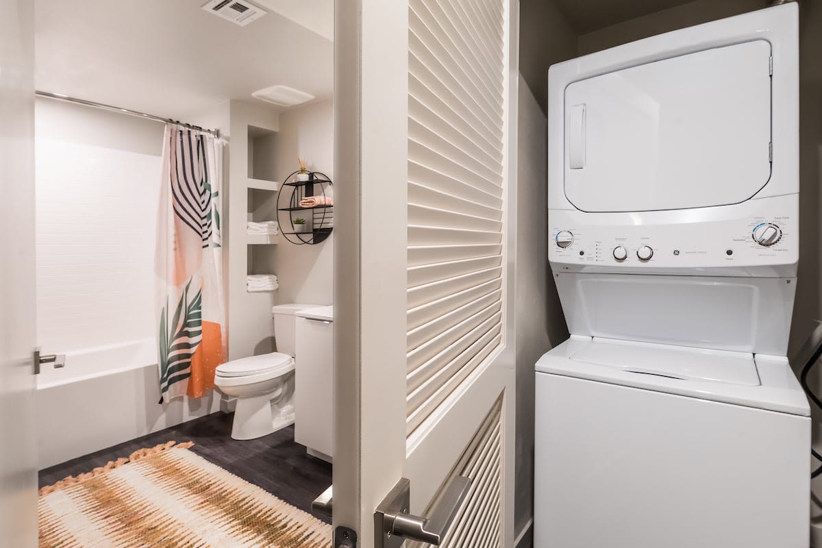 Washer and dryer in a model home at The Fields in Milpitas, 