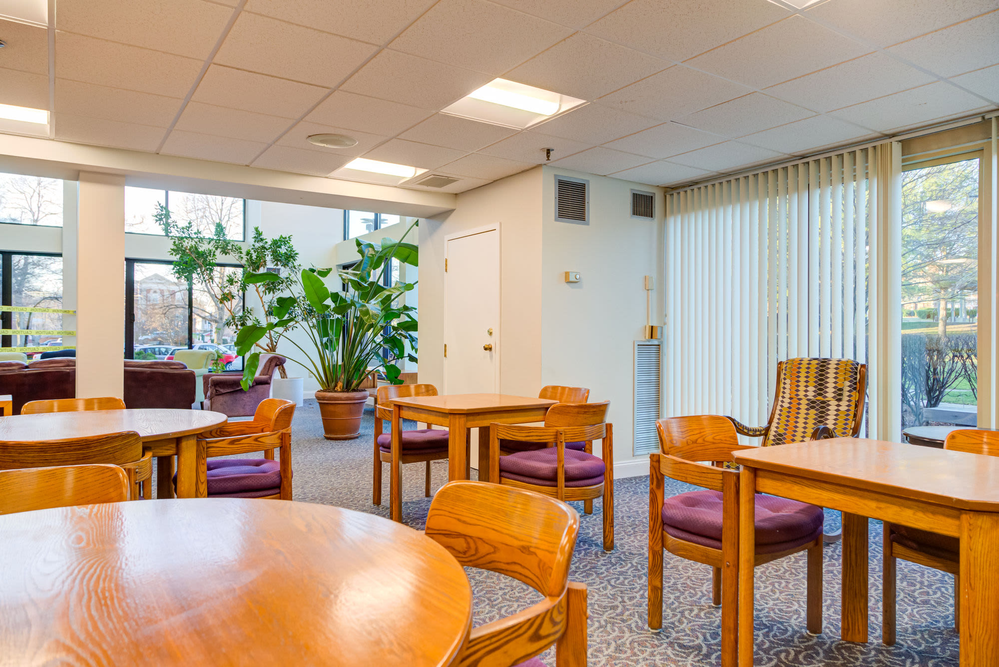 Lots of seating in the library at Clark House in Amherst, Massachusetts, 