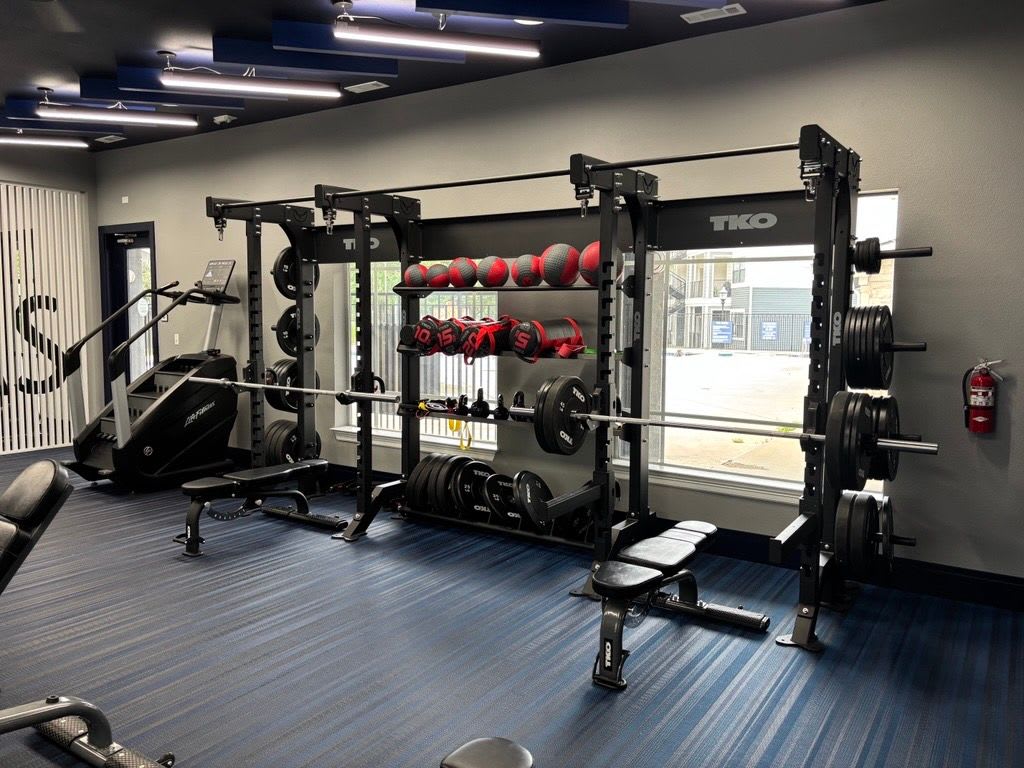 Fitness gym at The Landing Lawrence in Lawrence, Kansas