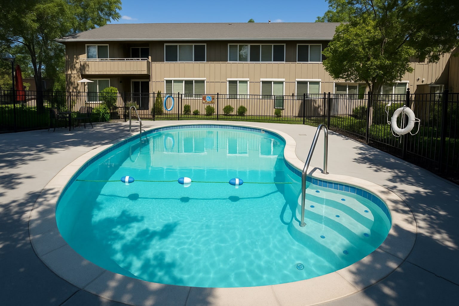 A beautiful swimming pool at Fountain Court in Springfield, Oregon