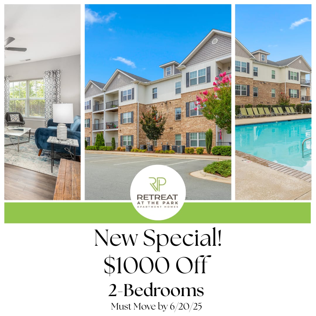 Website special at Retreat at the Park in Burlington, North Carolina