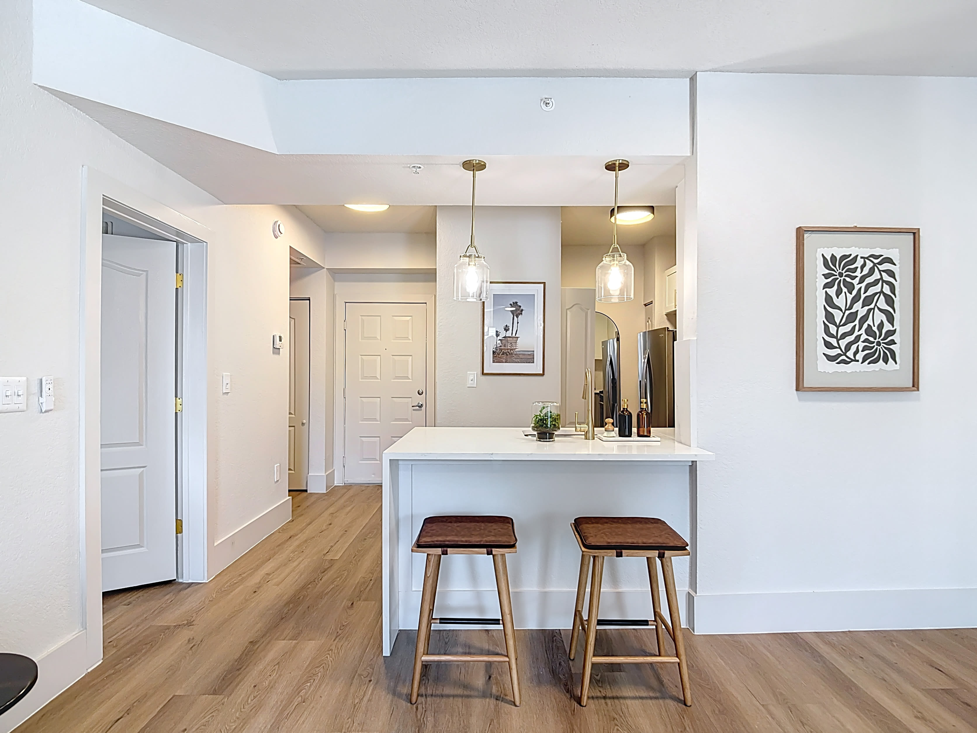 Kitchen with a bar at Valencia South Miami in South Miami, Florida