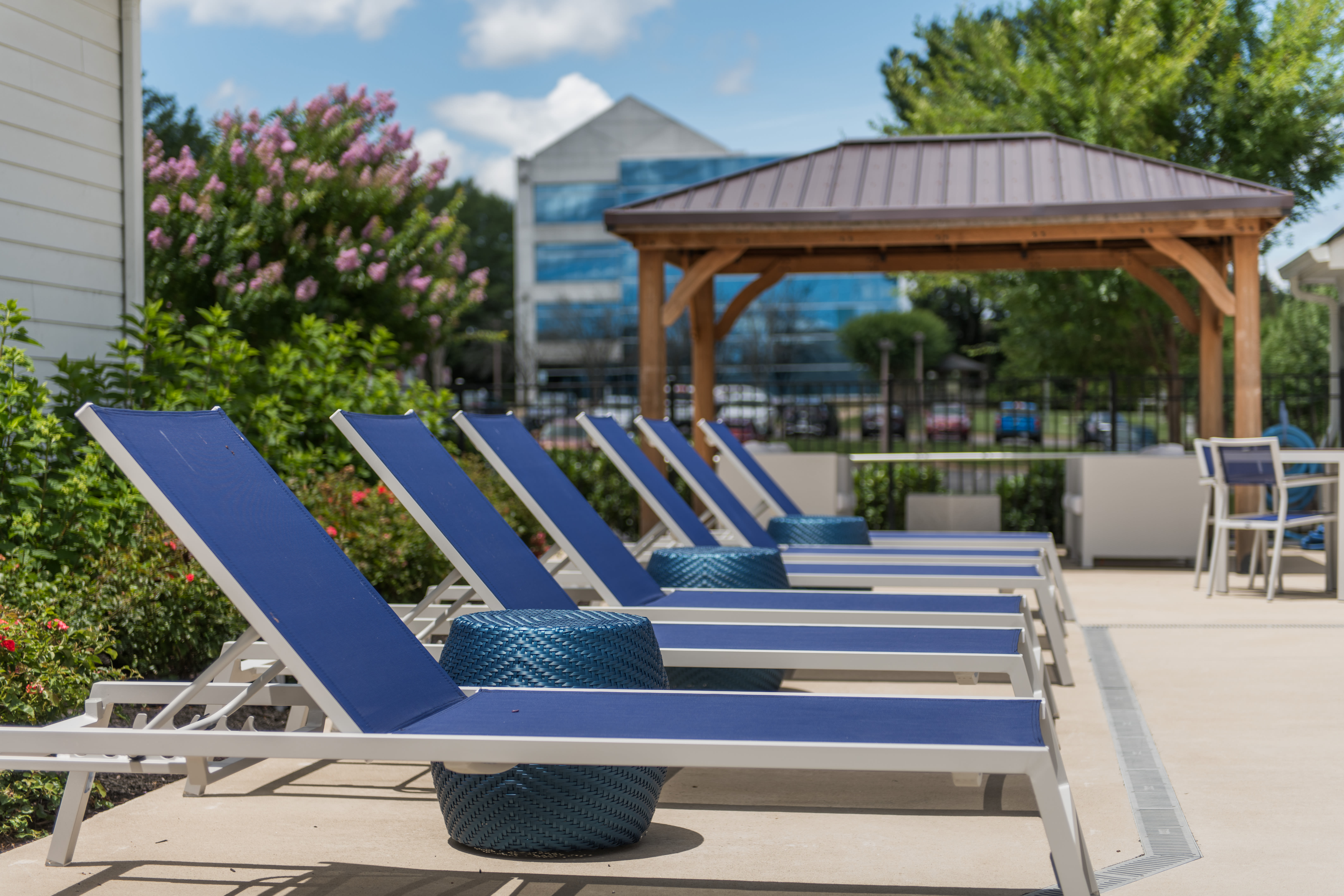 Pool side bench at Commonwealth Apartments in Midlothian, Virginia
