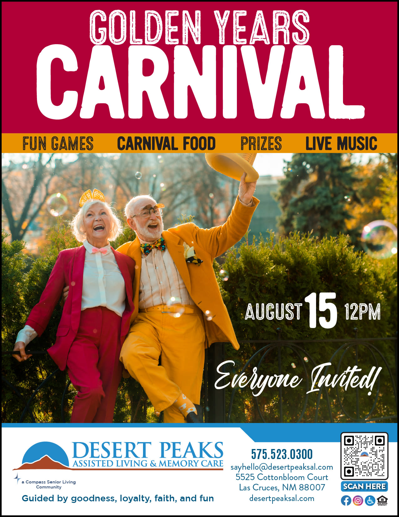 Golden Year Carnival Flyer at Desert Peaks Assisted Living and Memory Care