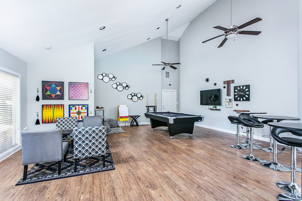 Model clubhouse with sports court at Trellis at the Lakes in St. Petersburg, Florida