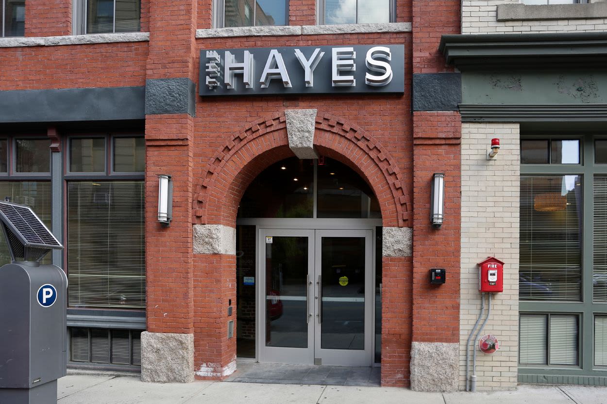 Entrance view of an apartment at The Hayes at Railroad Square in Haverhill, Massachusetts