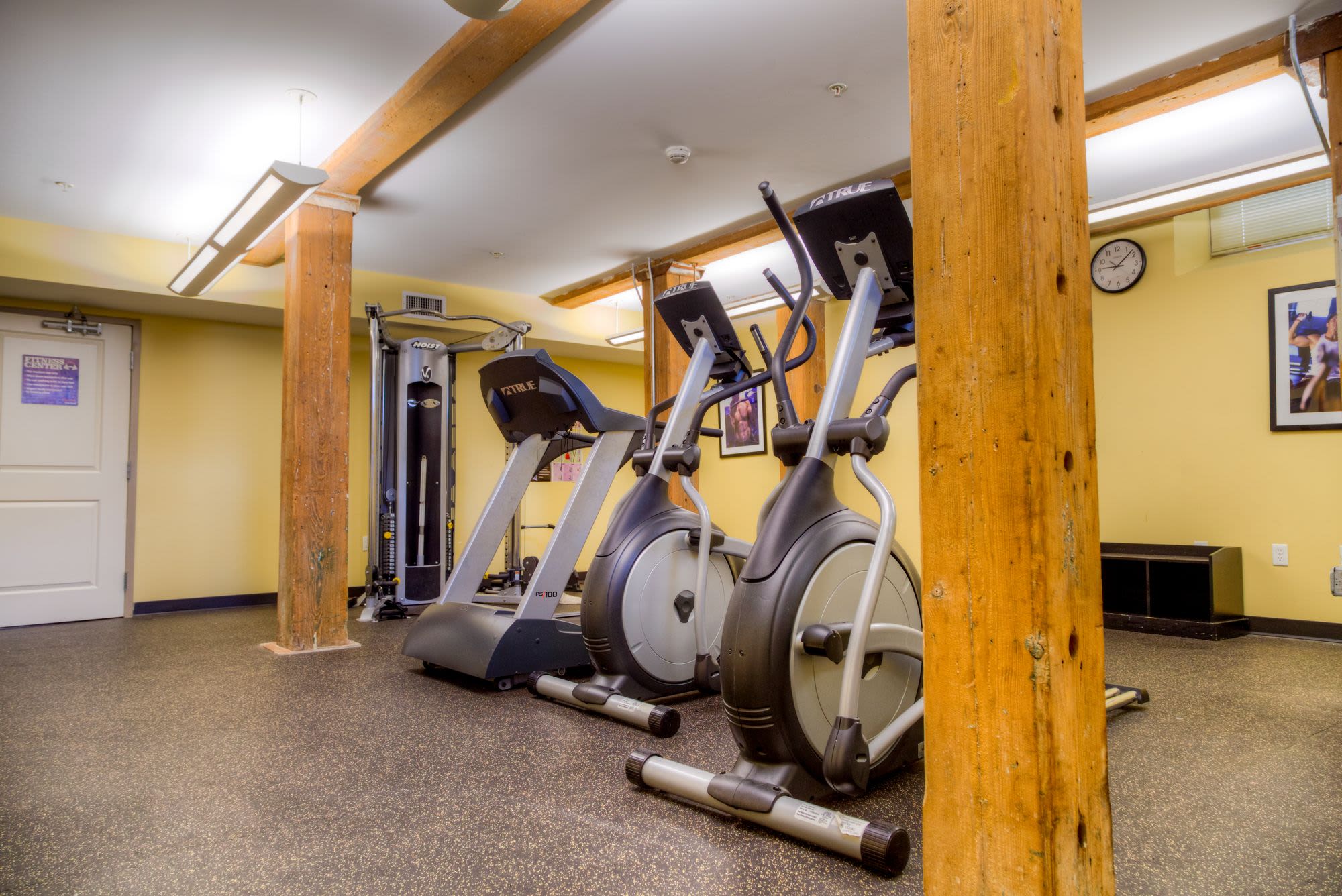 Fitness center at The Hayes at Railroad Square in Haverhill, Massachusetts