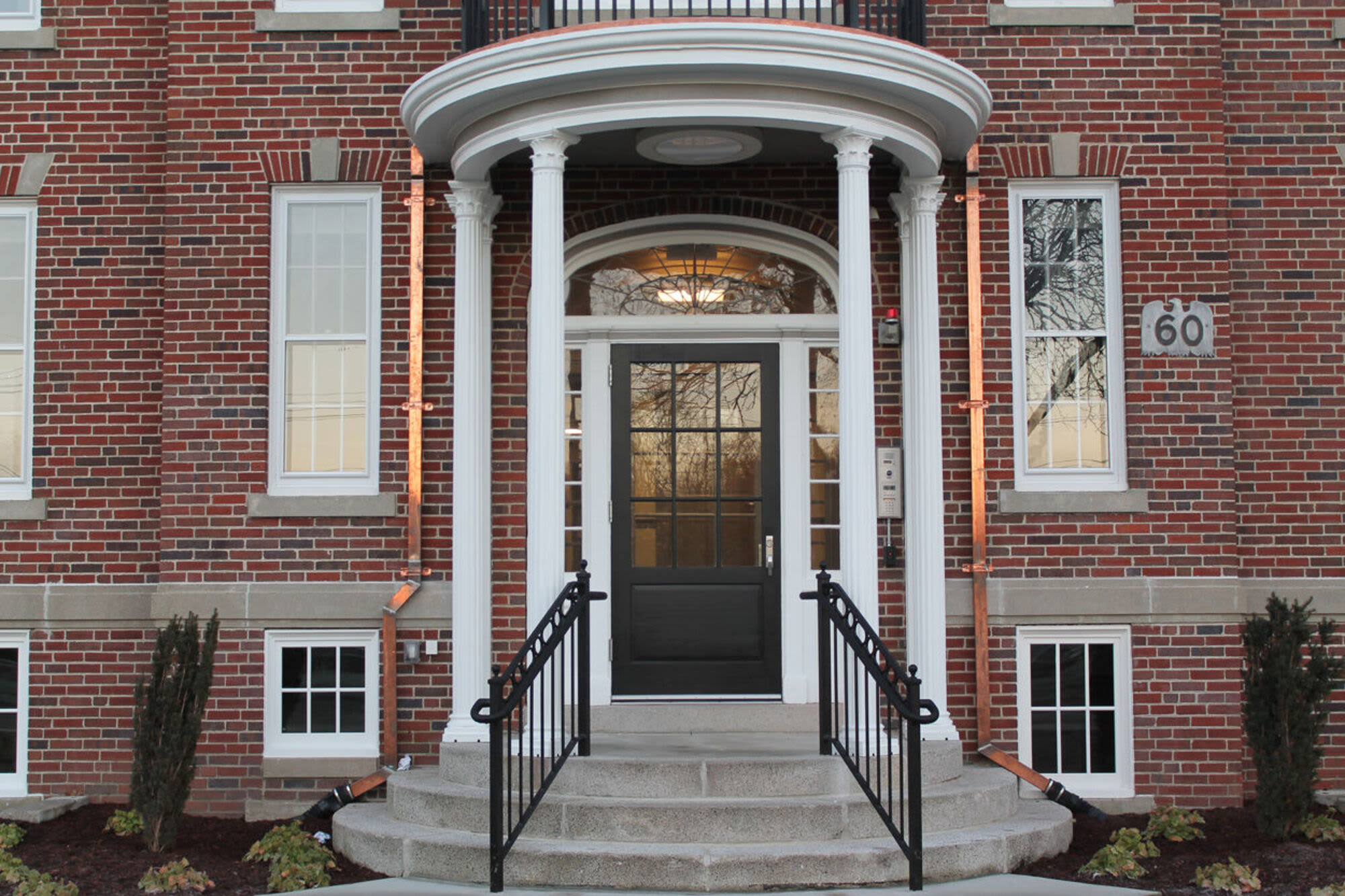 Community building entrance at Howard House in Brockton, Massachusetts, 