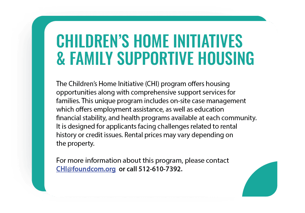 Children's Home Initiatives information at M Station in Austin, Texas