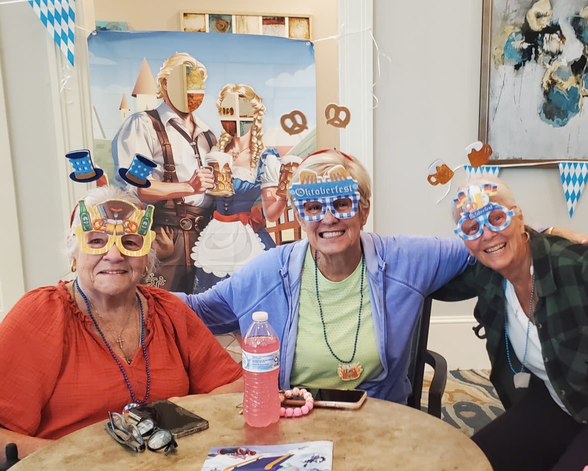 Happy residents wearing masks at The Barclay at Santa Rosa Beach in Santa Rosa Beach,Florida