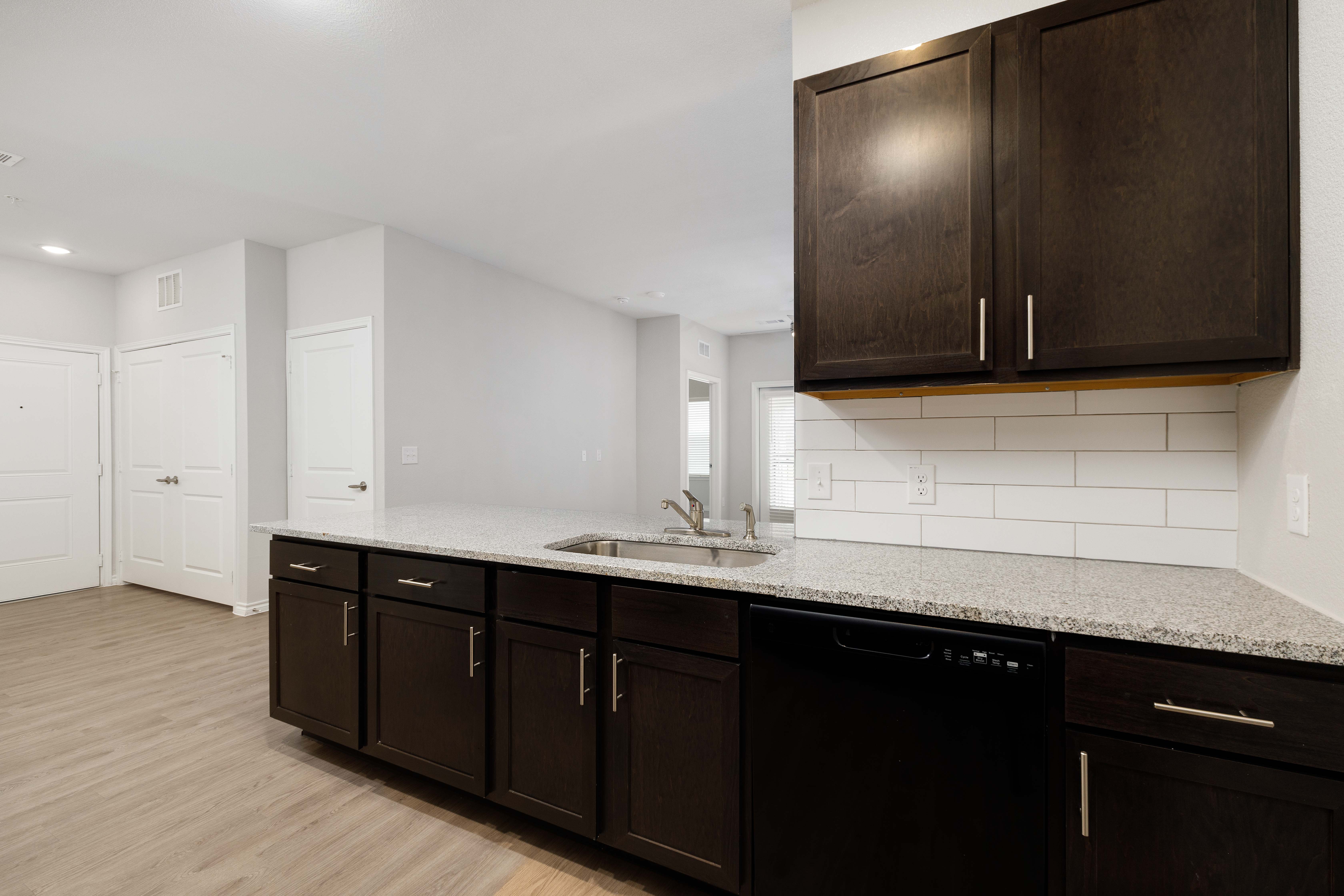 Spacious kitchen with granite countertop at The Janson in Del Valle, Texas