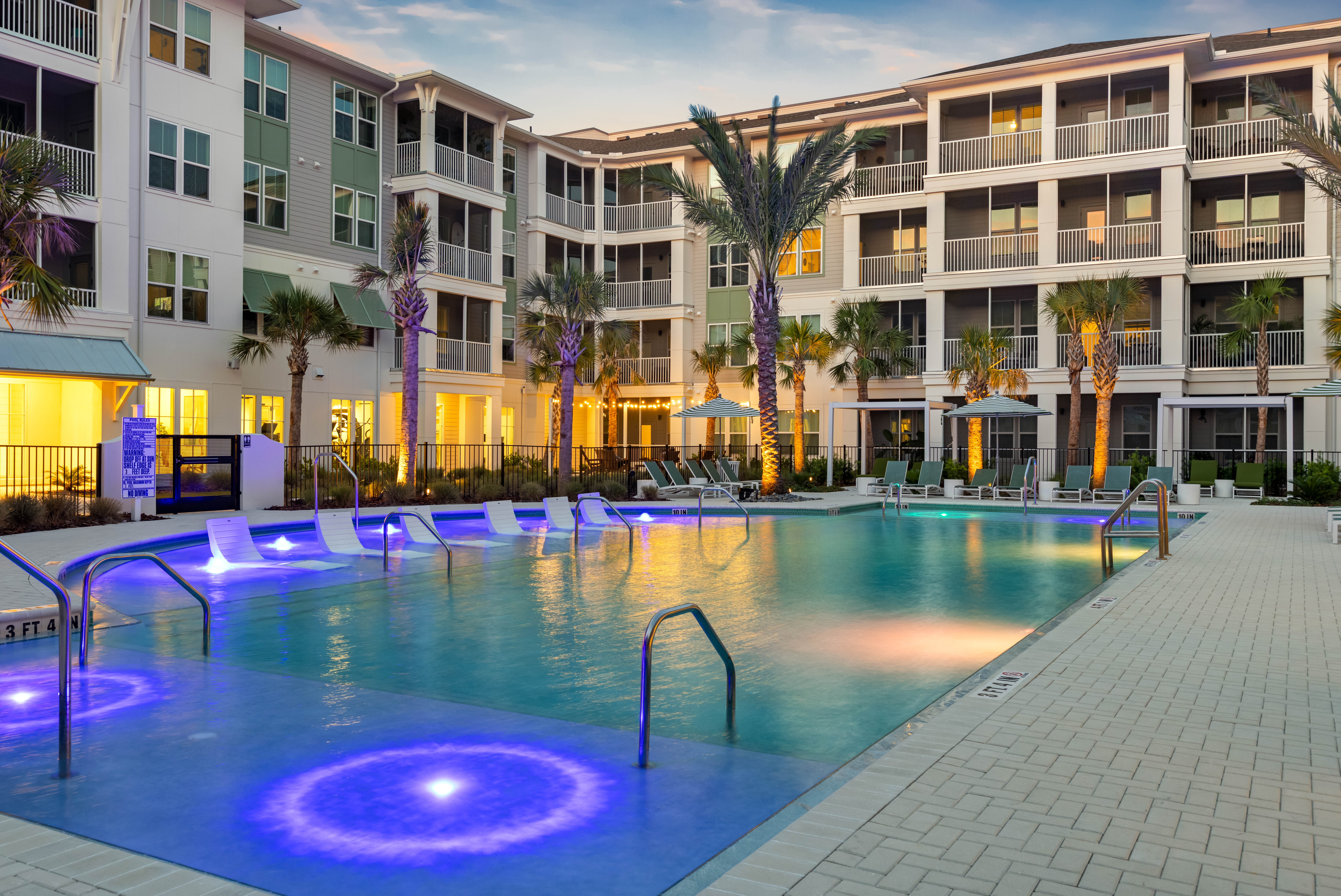 Lit pool at Wilton Palm Coast in Palm Coast, Florida