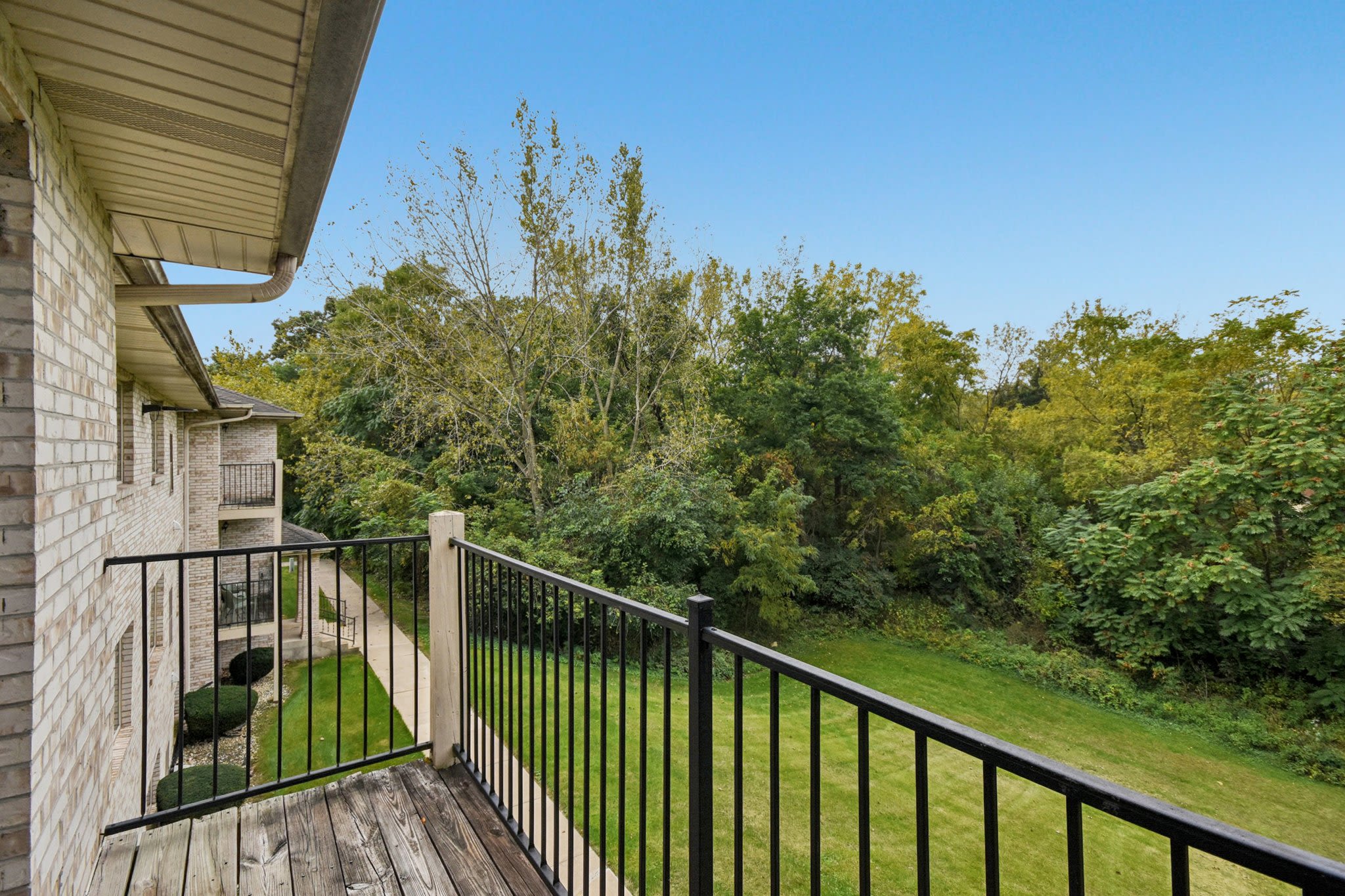 Apartment balcony at Maple Leaf Apartments in Merrillville, Indiana