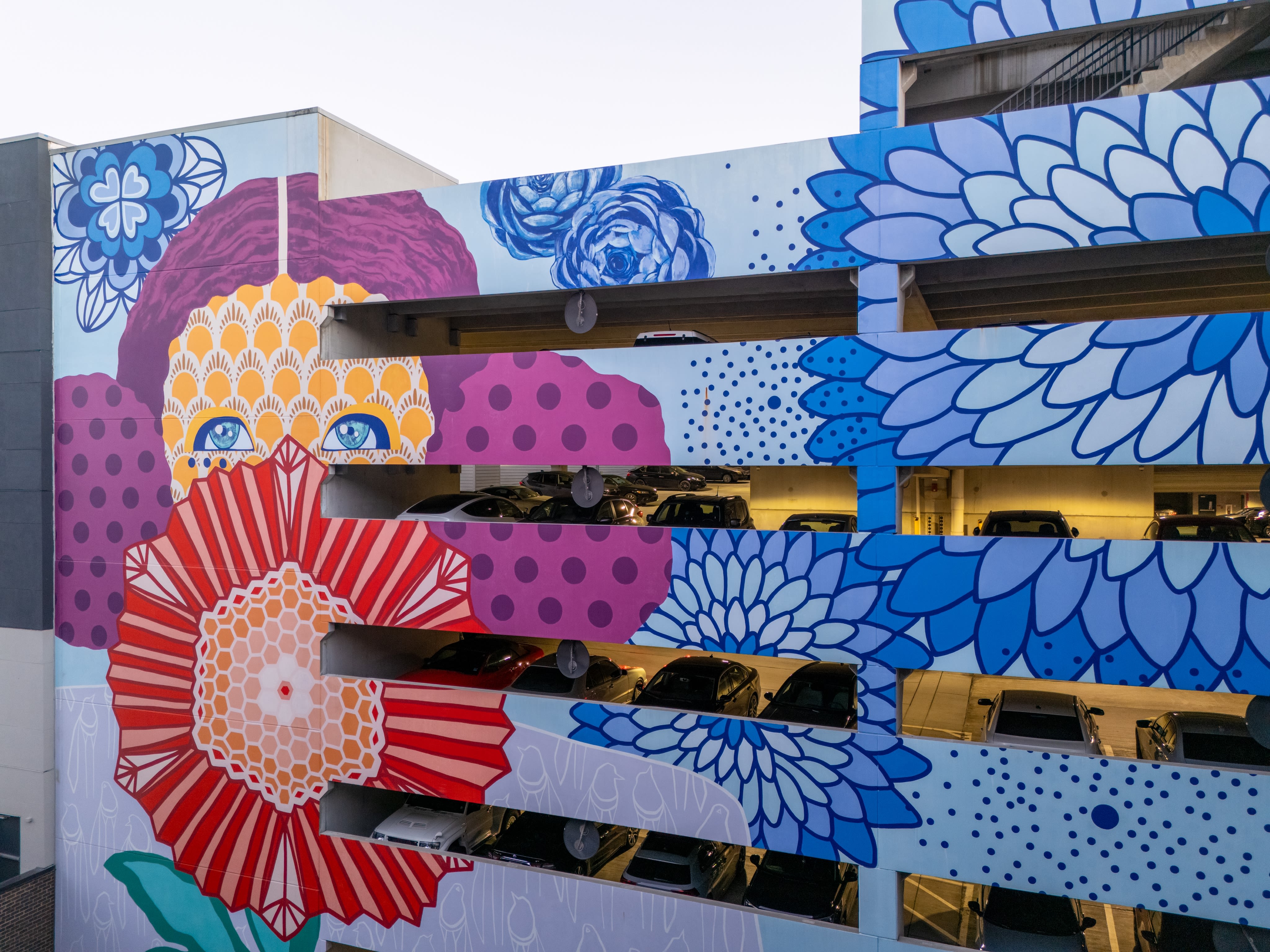 Large Street Art Piece Painted on a Parking Garage at EDGE on the Beltline in Atlanta, Georgia