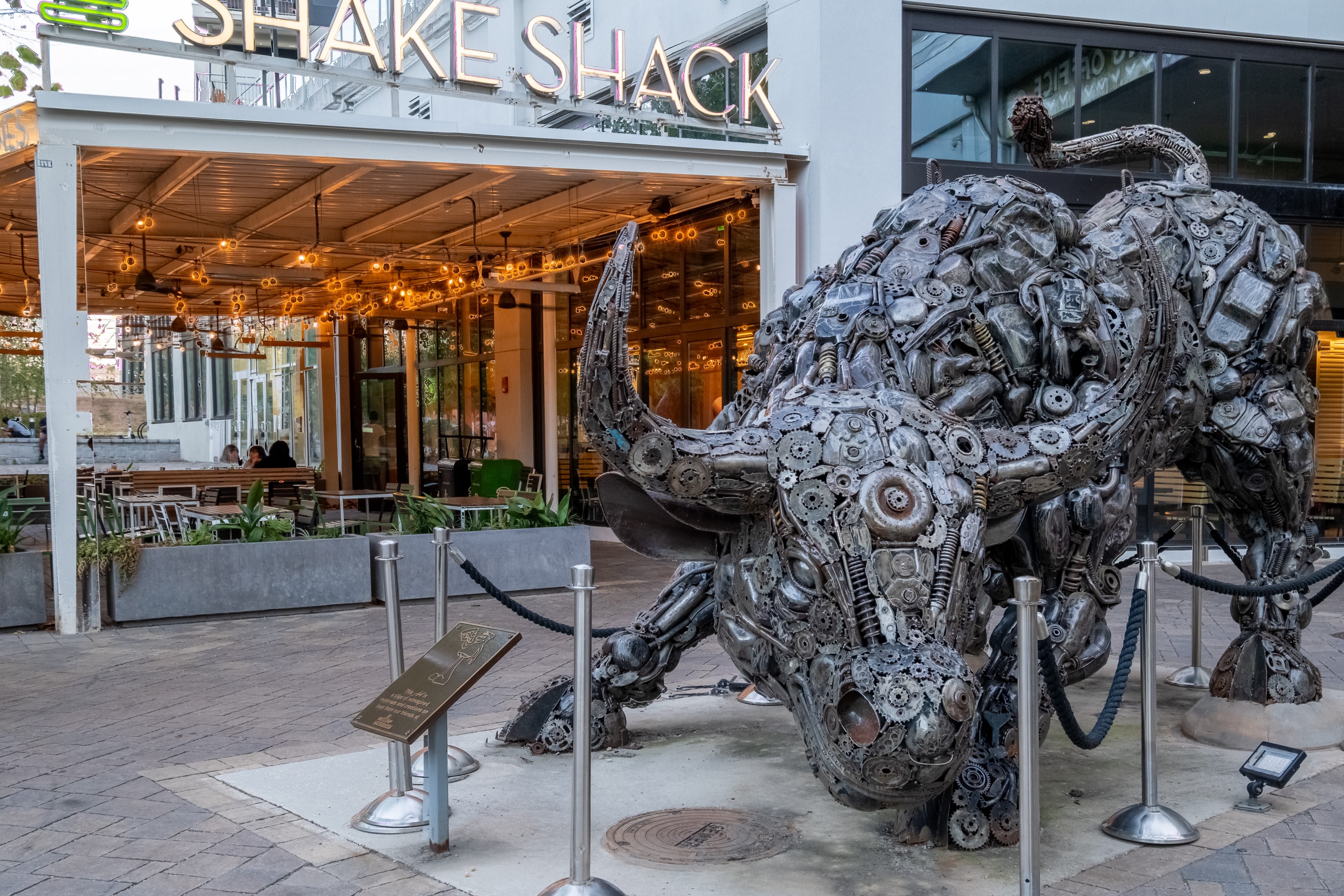 Bull sculpture outside at EDGE on the Beltline in Atlanta, Georgia