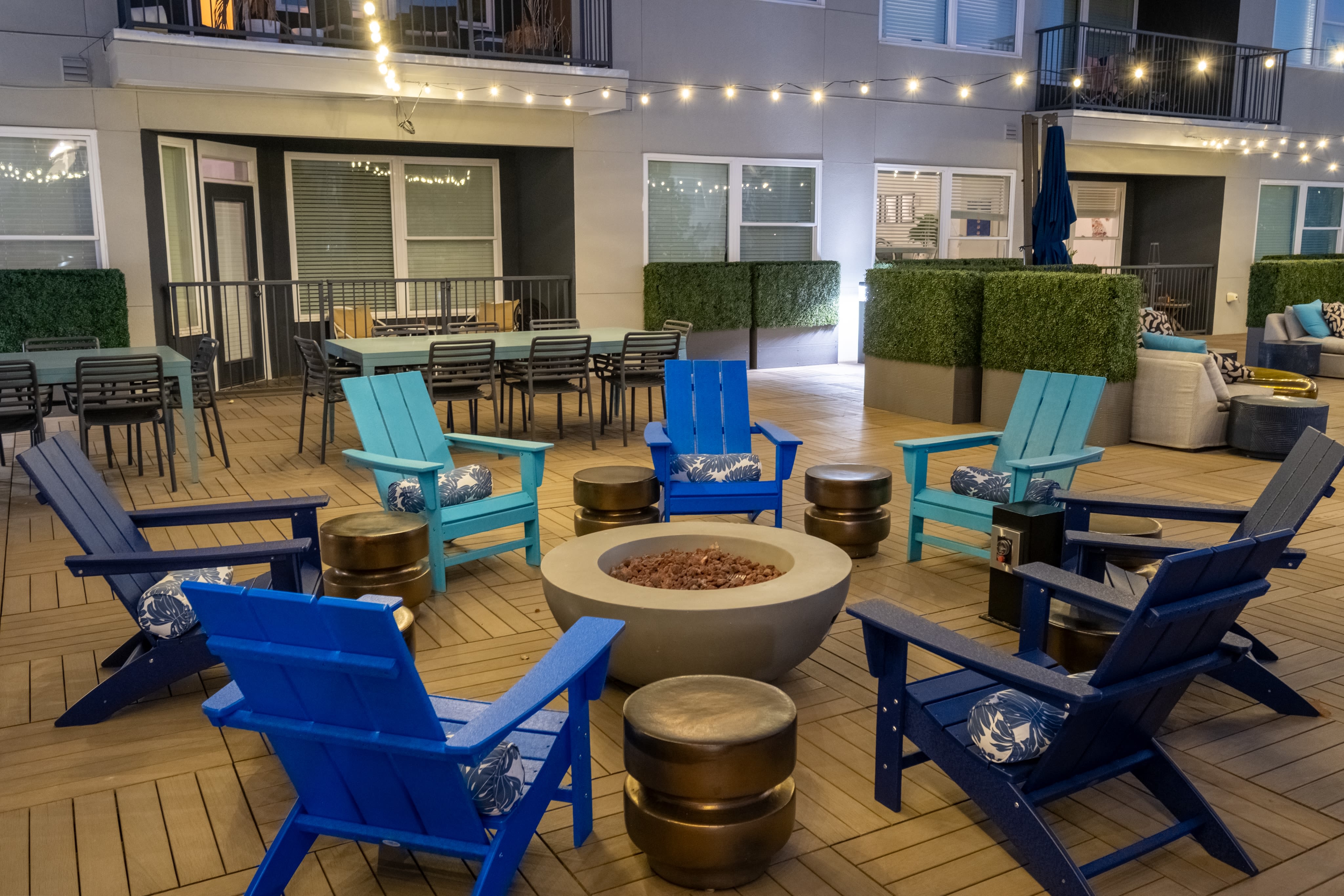 Multiple outdoor seating options at EDGE on the Beltline in Atlanta, Georgia