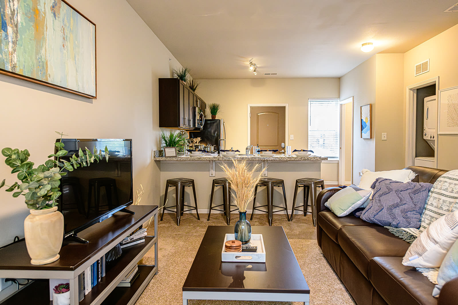 Spacious living room at The Dillon in Bloomington, Indiana