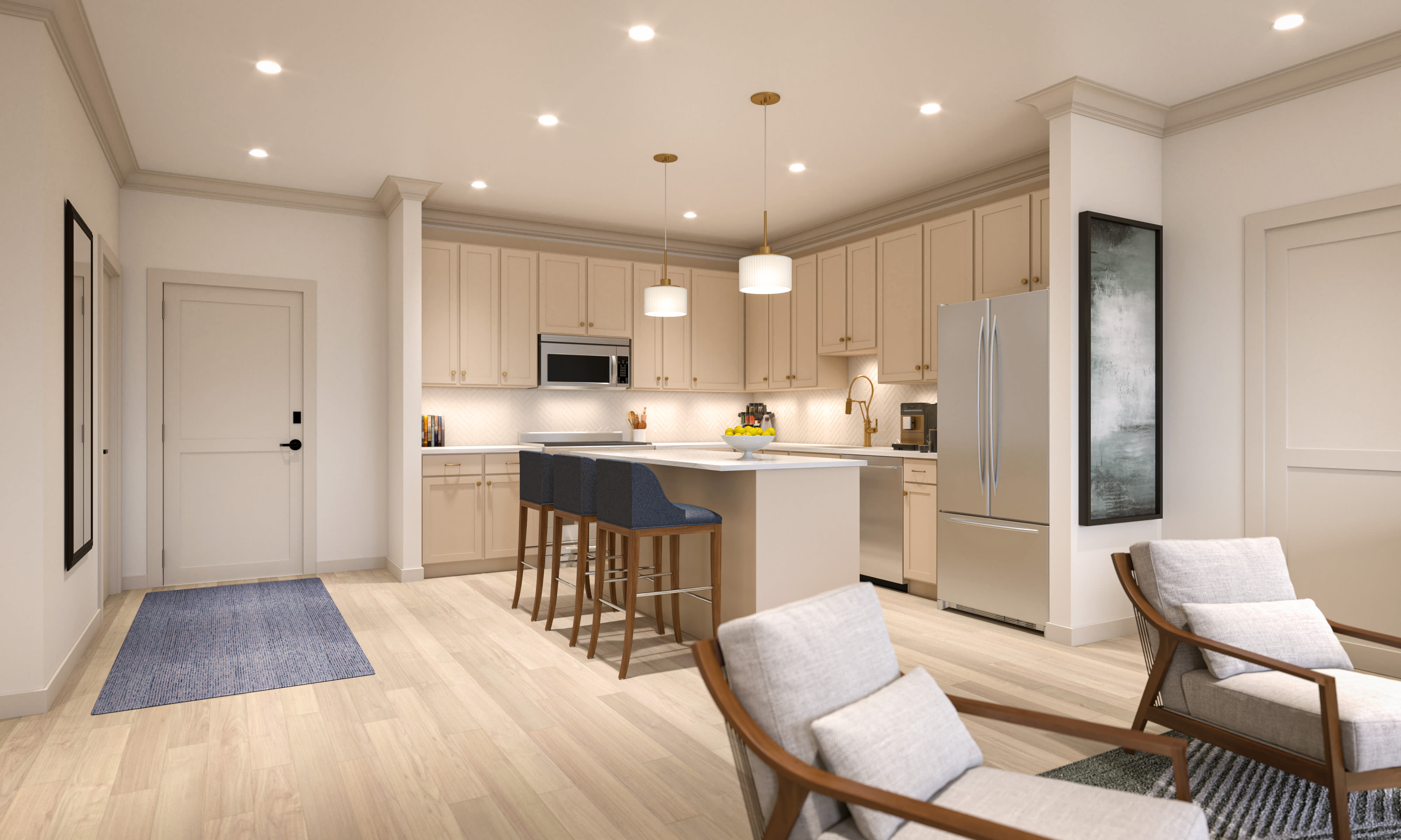 The great room at The Lawrence in Buffalo, New York