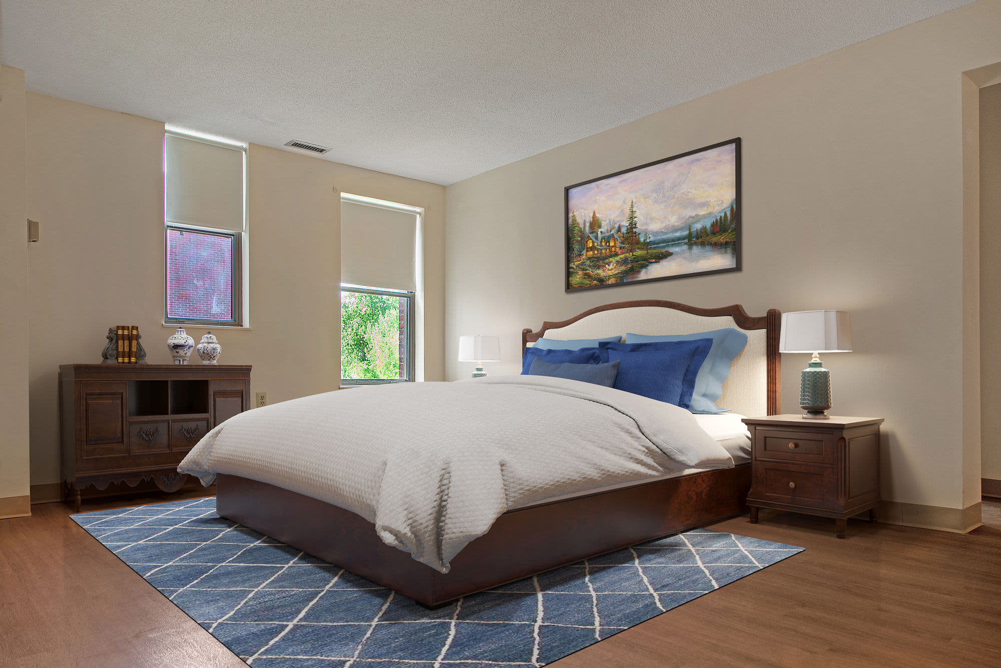 Cozy bedroom at Mazur Park Apartments in Lowell. MA