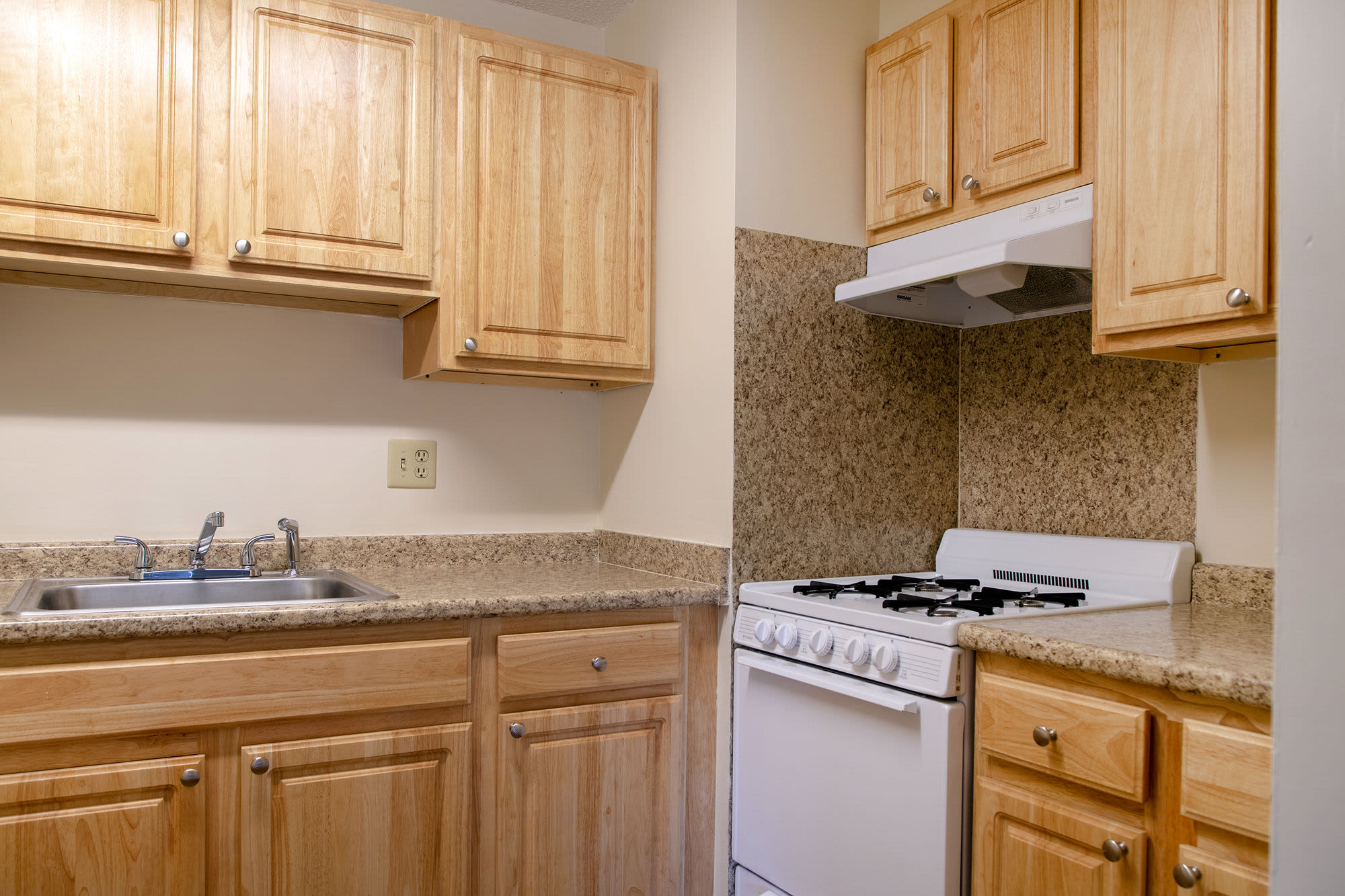  Apartment kitchen at Mazur Park Apartments in Lowell. MA