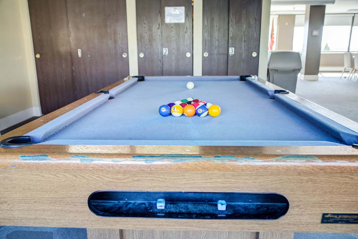 Billards table in the community gathering area at Melville Towers in New Bedford, Massachusetts