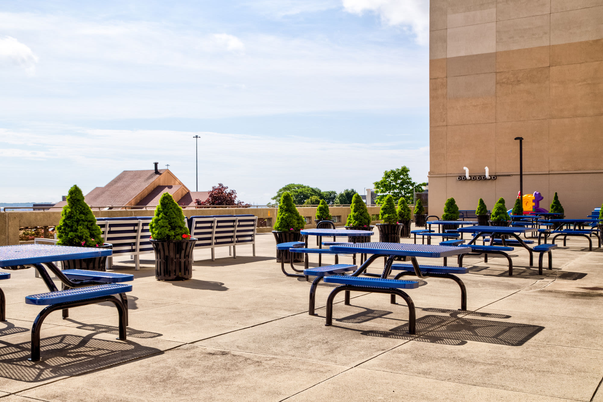 Community seating area at Melville Towers in New Bedford, Massachusetts